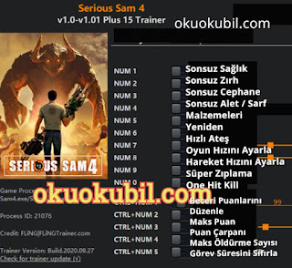 Serious Sam 4 v1.0 – v1.01 Plus 15 Trainer Hileli İndir 2020