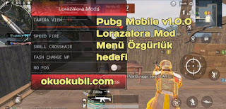 Pubg Mobile v1.0.0  Lorazalora  Mod Menü Özgürlük hedefi + Uzay + Sınıfı Temizle Hilesi İndir 2020