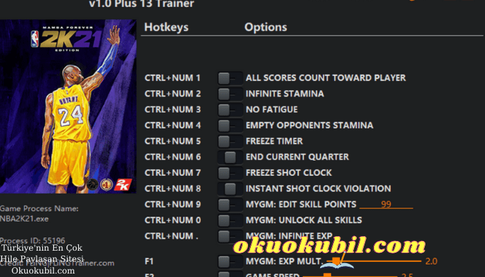 NBA 2K21 PC v1.0 Yorgunluk Yok +13 Trainer