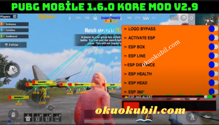 Pubg Mobile 1.6.0 KORE Mod v2.9 ESP APK 32 Bit