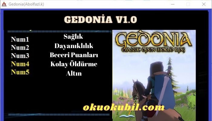Gedonia V1.0 Beceri Puanı + 5 Trainer Hile İndir