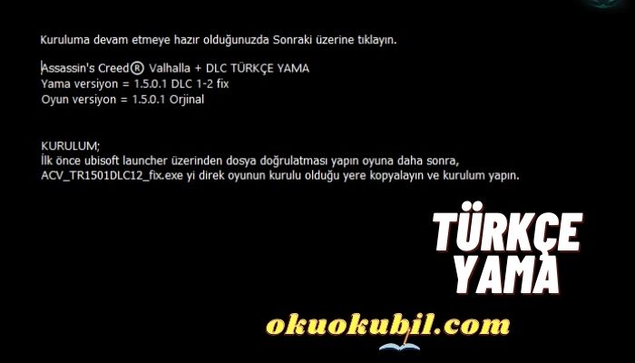 Assassin’s Creed Valhalla +DLC 1.5. 1 Türkçe Yama + Kurulu