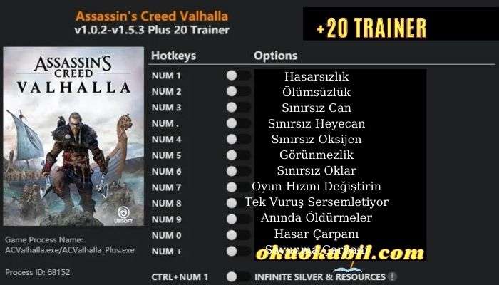 Assassin's Creed: Valhalla 1.0.2 - 1.5.3 OK Hileli +20 Trainer İndir