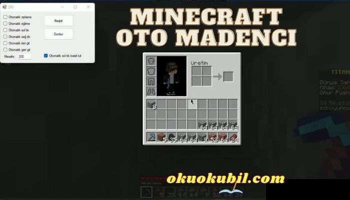 Minecraft Titanyum 1.4.0 +3 Otomatik madenci Macro Hilesi